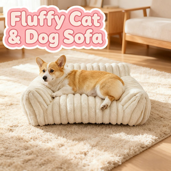 Plush Cat Sofa Bed with Soft Corduroy Fleece & Removable Washable Cover