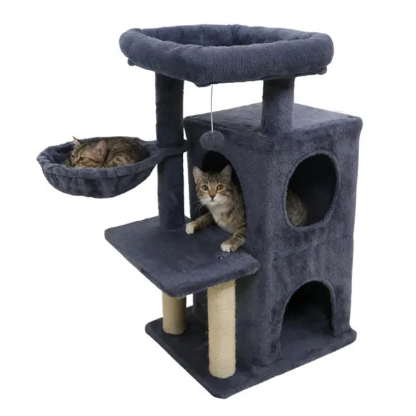 33.5” Cat Tree with Condo & Scratching Posts – Dark Gray