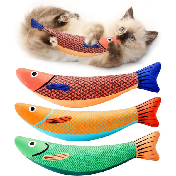 Catnip Saury Fish Kicker Toys for Cats – 3 Pack
